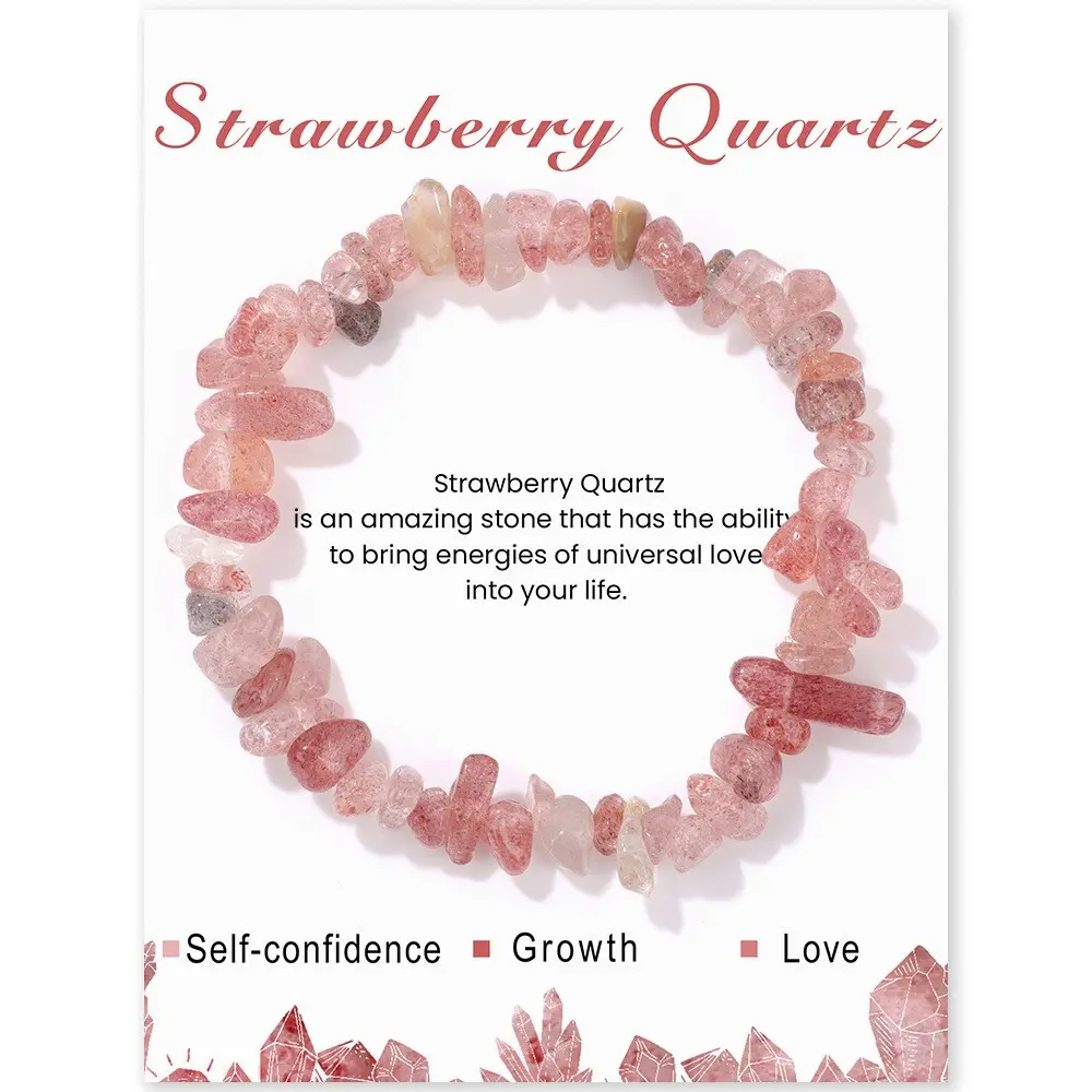 Natural Strawberry Quartz Stone Bracelet, Boho Stone Bracelet, Beaded Bracelet, Handmade Jewelry for Women, Unique Gift Idea, Perfect for Daily Wear & Special Occasions, Bohemian Bracelets
