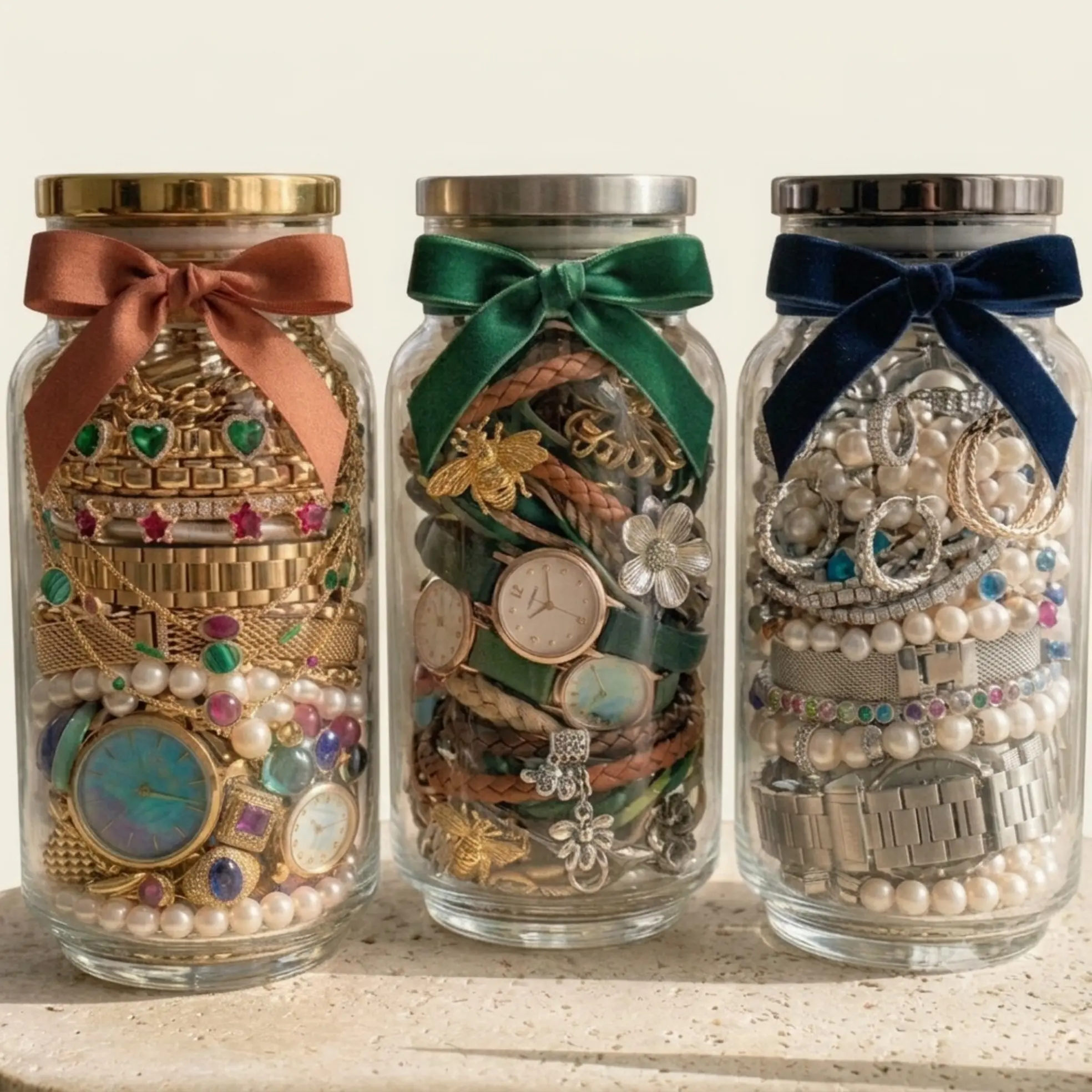 Mystery Costume Jewelry Jar Collection - 30 Pieces Assorted Stainless Steel & Alloy Necklaces, Rings, Earrings, Bracelets for Women - Perfect Jewelry Lover's Gift Box