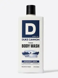 Duke Cannon Supply Co. THICK High-Viscosity Body Wash for Men – Midnight Swim | Sandalwood and Lavender Scent, Superior Lather and Natural Exfoliate, Premium Ingredients, Body Care Daily Cleanser, Sensitive Skin Friendly | 18 Fl oz