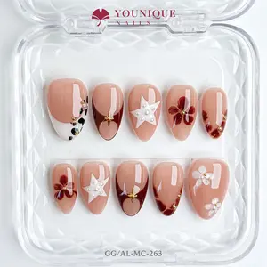 Younique Nails | 10PCS 100% Handmade Press-On Nails | Reusable Colorful Art acrylic stylish 3D