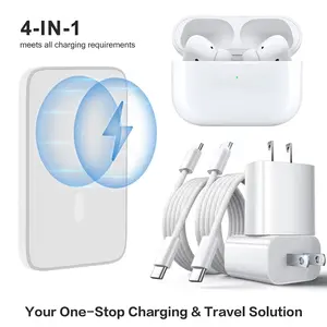2026 Upgraded 4-in-1 Magnetic Charging & Audio Set – Power Bank, Bluetooth 5.3 Earbuds, 2-Pack 40W Fast Charger with Type-C Fast Charging Cable, All-in-One Travel Set for iOS & Android Devices