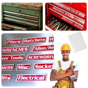 Magnetic Toolbox Labels, 12-pack, Black, Durable, 3D Printed Metal Toolbox Drawer Labels, Reusable, Suitable for Steel Toolboxes, Carts, and Drawer Decoration