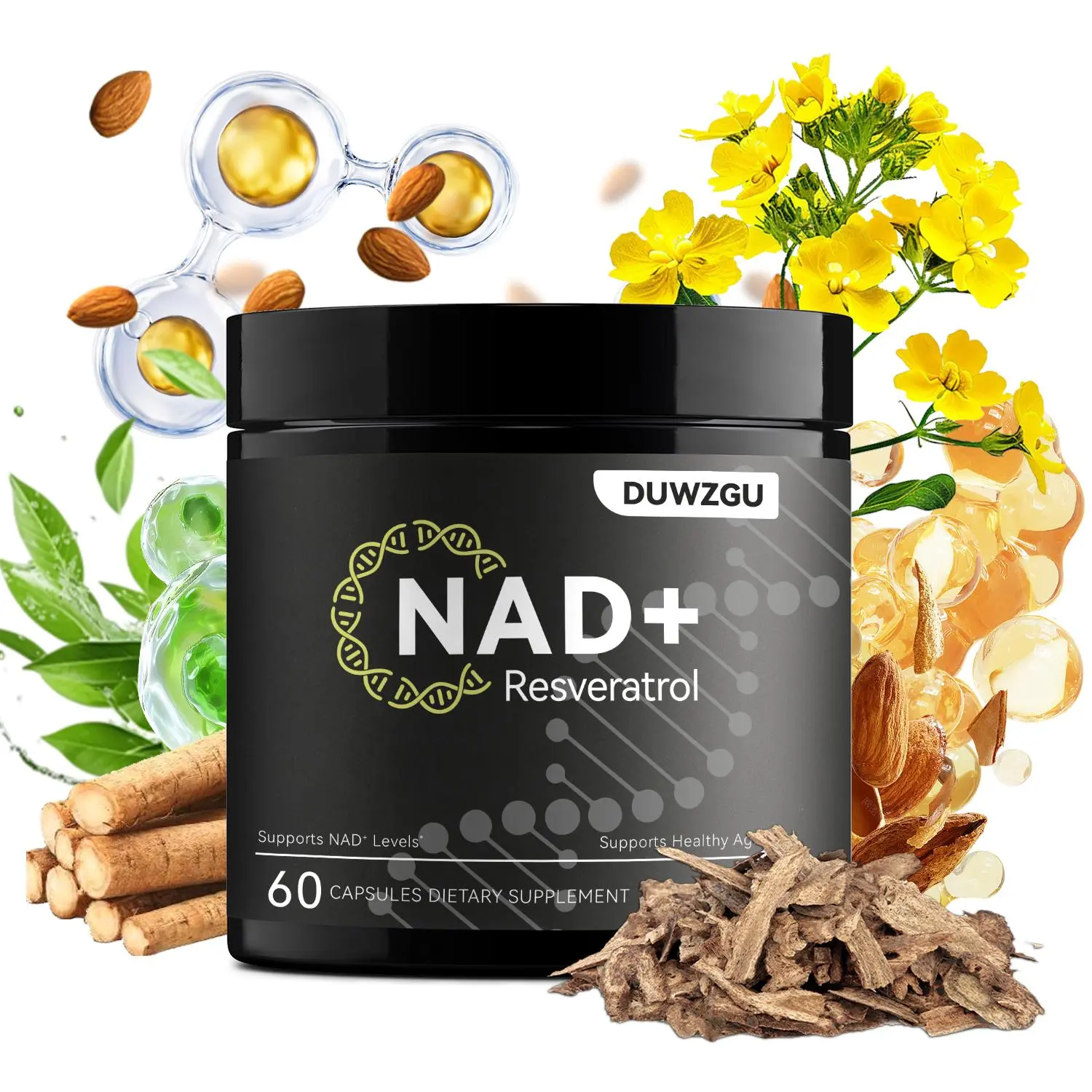 Liposomal NAD+ Supplement Supplement ,Resveratrol & CoQ10 - Advanced Formula, 60 Capsules