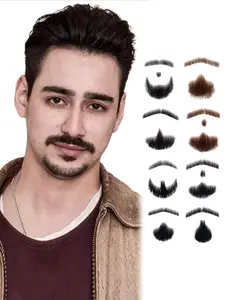 Beard Goatee Makeup for Film Mustache Beard for Men, Human Hair Lace Base Handmade Fake Beards and Moustaches Beard for Men, Men's Mustache for Halloween Dressing Men Makeup