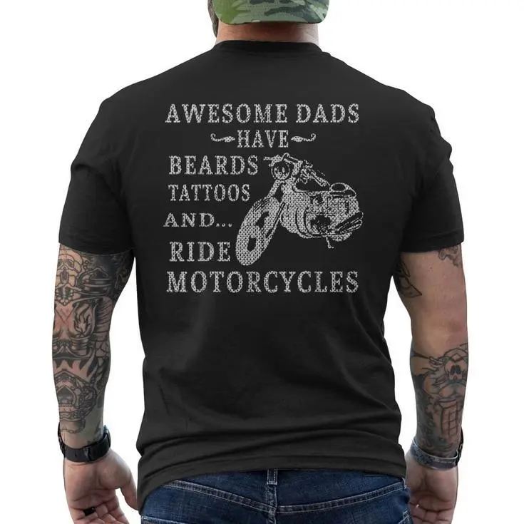 Men's Biker Graphic Back T-Shirt, Awesome Dad Motorcycle Tee in 100% Cotton Fabric, Casual Father's Day Gift, Fitted, Gothic, New Year