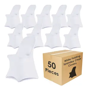Craft And Party 50pcs Spandex Folding Chair Covers Stretch Chair Covers, Washable Fitted Slipcovers for Parties Weddings Holidays Banquets