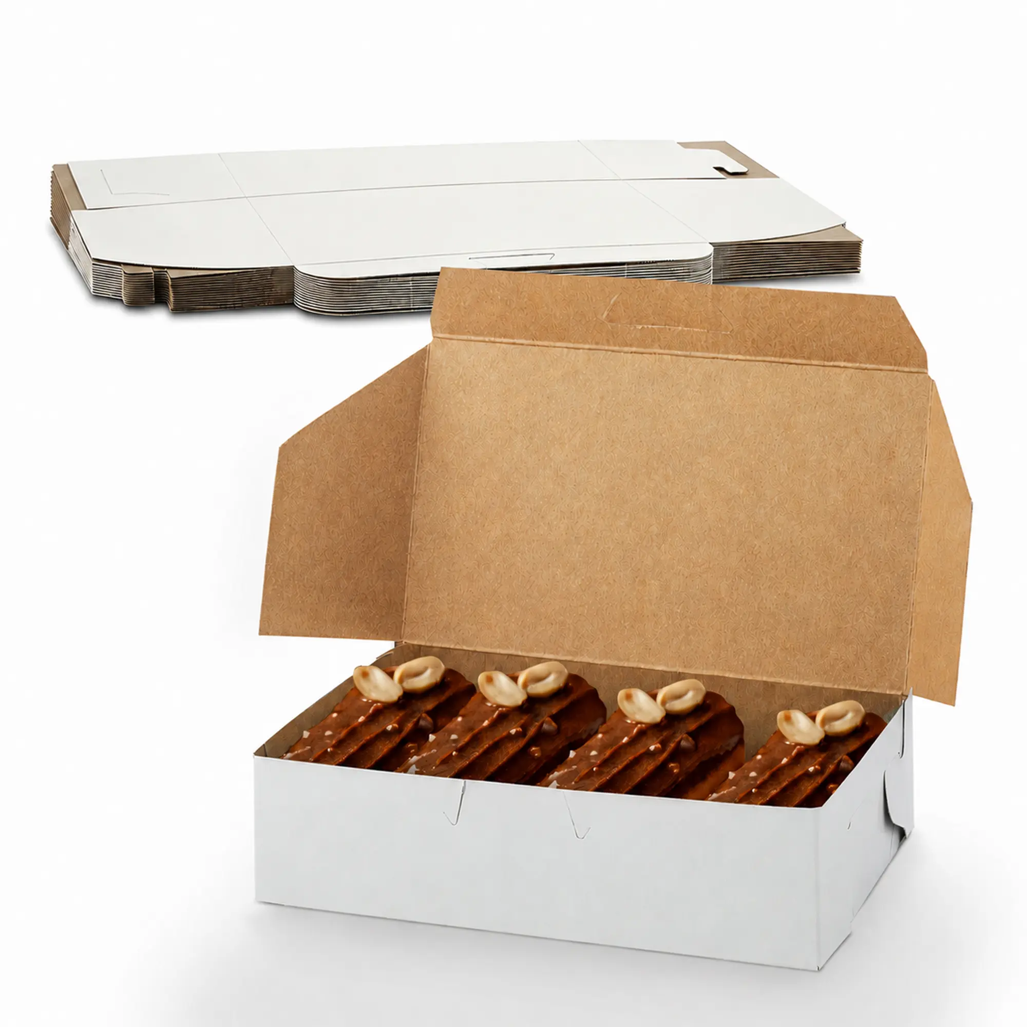 MT Products Sturdy Durable Lightweight White Paperboard Triangular Bakeware Baking Boxes - No-Window, Lock Corner, Secure Close, Easy Storage Utensils - Donut, Cookie Container, 15-Count Folded Pack