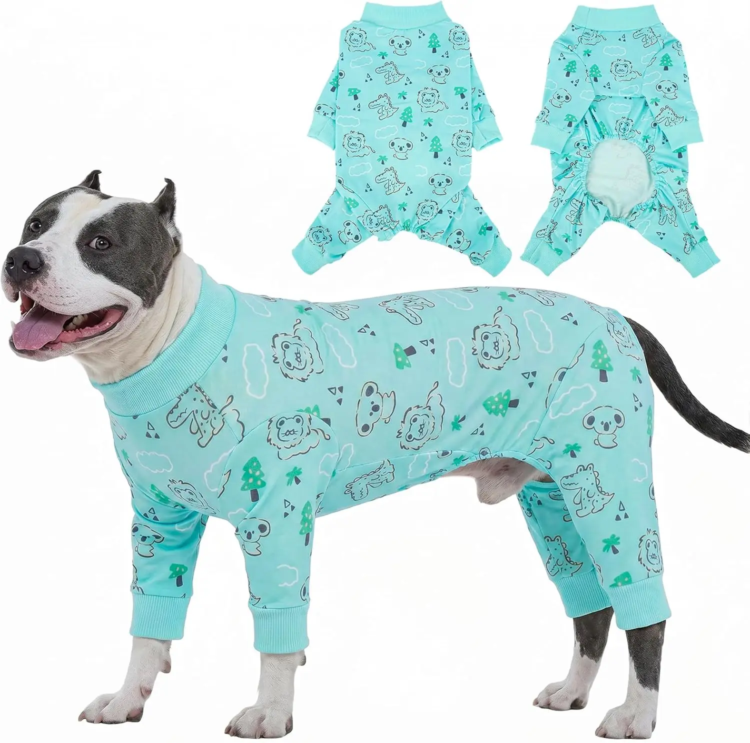 Kuoser Dog Pajamas, Dog Onesie for Surgery Recovery, Recovery Suit for Dogs Female Male, Soft Breathable Puppy Pajamas Doggie Shedding Suit & Outfit, Pet Clothes for Small Medium Large Dogs, Pink ,Blue t-shirt