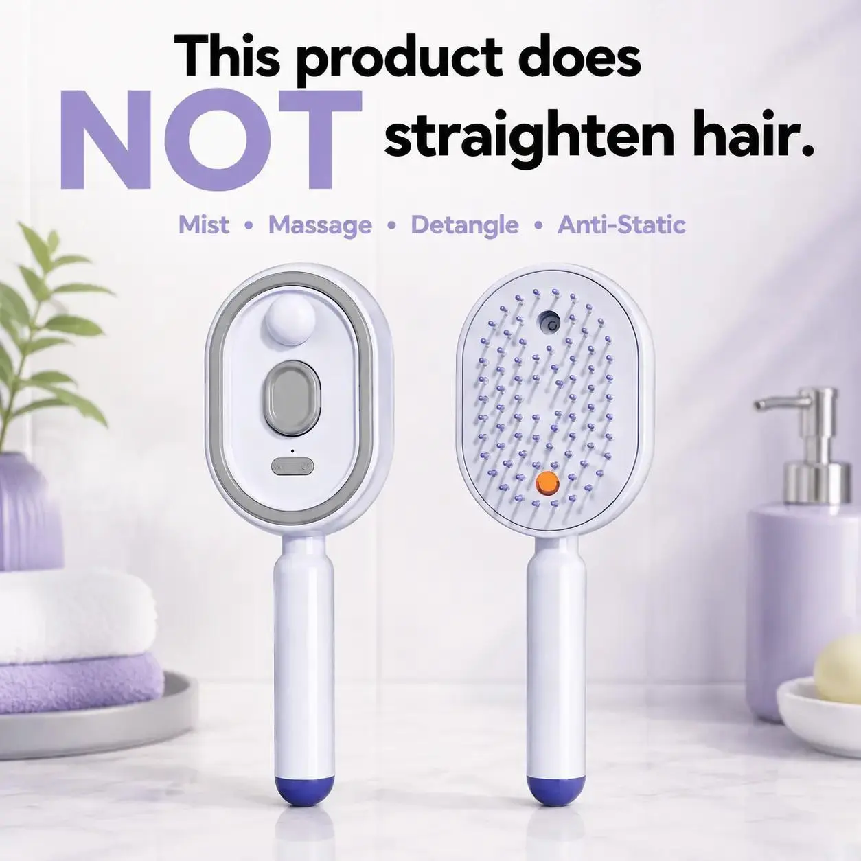 Electric Spray Air Cushion Massage Comb with Self-Cleaning, Anti-Tangle, Anti-Static, Volumizing Functions and Essential Oil Mist Aromatherapy Hair Care, Hair Care Gift