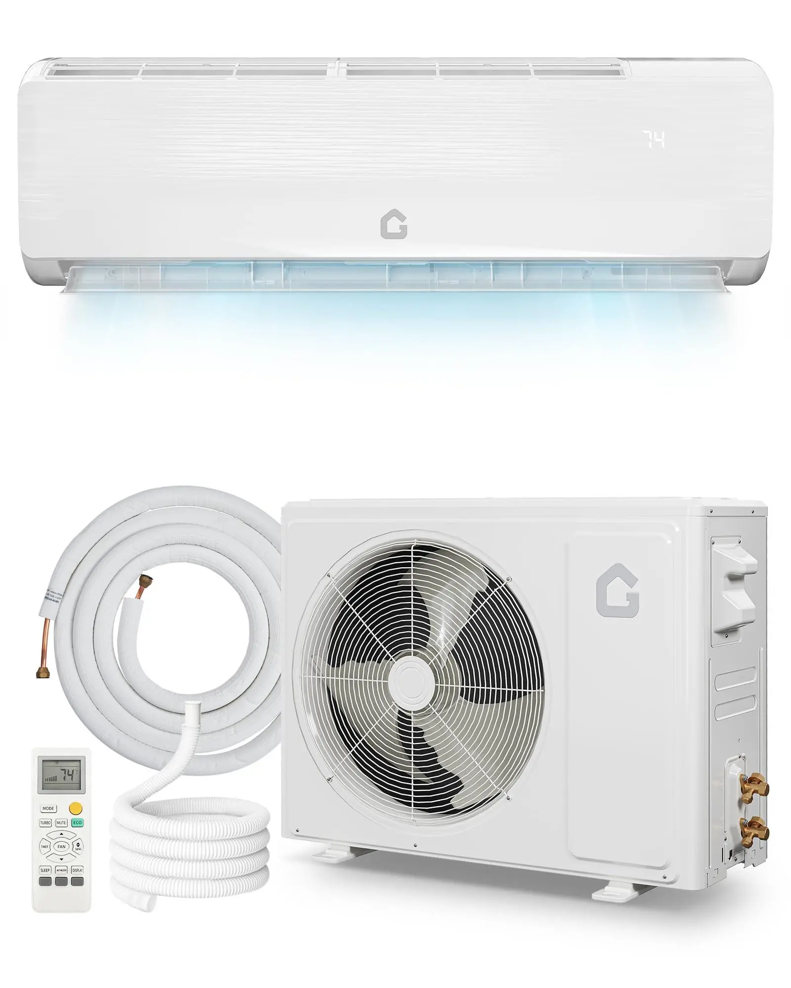 Gaomon Compact Ductless Mini Split Air Conditioner - 9000 BTU, 19 SEER2, 110V-115V Inverter, AHRI-Certified Energy Saver, 25% Less Energy, Built-In Heat Pump, 41 dB (Turbo Mode), Cooling/Heat Up to 450 Sq. Ft, White, Ideal for Bedrooms