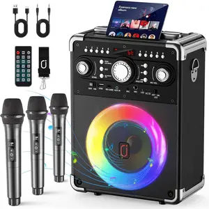 Karaoke Machine, Portable  5.3 Speaker with 3  Microphones for Adults, PA System with Echo Adjustment, Support TWS/TF Card/USB/AUX/TVs Connected for  Party/Outdoor/Events etc