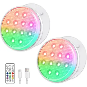 Pool Lights, Submersible LED Lights with Remote, IP68 Waterproof 16 Color Rechargeable Floating Lights, Built-in Magnet Underwater Lighting for Inground Above Ground Pool Fountain (2 Pack)