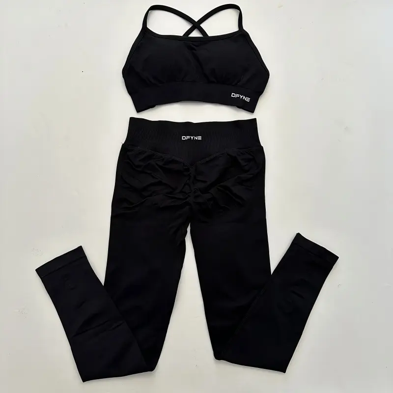 2026 New soft and comfortable fit;DFYNE Dynamic Set – Leggings & Backless Sports Bra for Performance and Style Workout Running Clothes Summer Sportswear Sporty Casual Seamless Sporty Lace Up