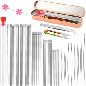 58 Pcs Beading Needles for Jewelry Making, Big Eye Beading Needles Ultra-Thin Stainless Steel Craft Seed Bead Needles, Flexible Eye, Perfect for Beading, Embroidery & DIY Crafts