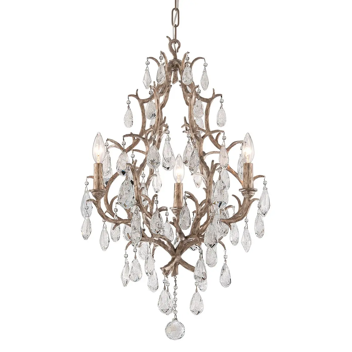 Amadeus Mini Chandelier with Handcrafted Iron Body and Faceted Crystals in Vienna Bronze Finish