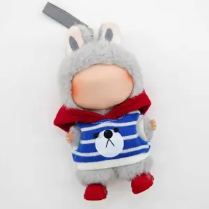 PicoMonster 4 inch Mini Plush Keychain Clothes Cute Overalls & Bib Outfits Small Plush Figure Accessories No Doll Fashion Piece Fashionable Collectible Style Colorful Bibs