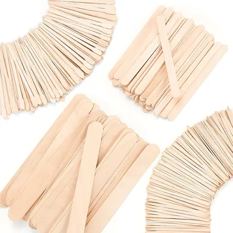 500 Pcs High-Quality Wood Waxing Sticks - 4 Assorted Styles, Small/Medium/Large Sizes, 0.2" Brow Precision Smooth Spatulas for Hair Removal, DIY Projects, Body & Face Application & Removal, All Skin Types, No Harmful Additives