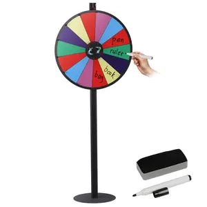 ZENY 24in/36in Spinning Prize Wheel 14 Slots Roulette Wheel Tabletop or Floor Standing W/Dry Erase, Marke for Fortune Game Tradeshow Carnival – 24inch Pen Fun