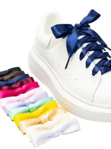 12 Pairs 2cm Wide Silk Shoelaces, Ladder Laces, Footwear Lace, Dual-Sided Satin Ribbon, Flat Silk Belts, Casual Style, All Seasons