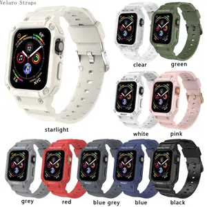 Rugged 2-in-1 Integrated TPU Case + Band for Apple Watch, Shockproof Protective Sport Strap Compatible with iWatch SE/Series 3-9, 38-45mm Heavy-Duty Wristband