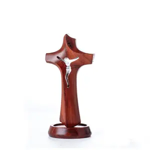 Wooden Cross Statue Wall Decor, Tabletop Standing Wooden Cross Prayer Decoration, Home Décor Item, Religious Home Decor, No Precious Metal Plating