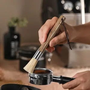 Coffee Grinder Cleaning Brush Natural Walnut Handle & Bristles Dusting Espresso Brush Barista Home Kitchen Accessories