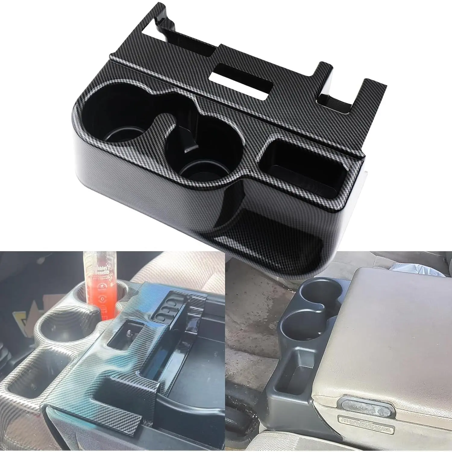 Carbon Fiber Cup Holder Attachment for Center Console |   Compatible with 1998-2001 Dodge Ram 1500 2500 3500 Truck |   Replaces 41019 SS281AZAA Front Seat Add-On Cupholder Tray Insert