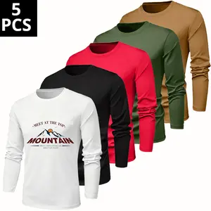 AIbart 5-Pack Unisex High Stretch Fitness Long Sleeve T-Shirts, Funny Graphic Printed Athletic Tees, Breathable Workout Tops for Gym Running Daily Street Outfit