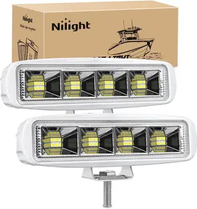 Nilight 2PCS 72W Marine LED Pods Navigation Flood Lights - Waterproof White Vehicle Accessories, Flush Mount, Adjustable Angle, Aluminum Alloy for Pontoon Boat Accessories, Fishing Boat Use