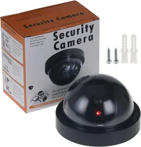 Dummy security camera, with red flashing LED light, dome camera – waterproof, suitable for indoor and outdoor use in homes, garages, supermarkets, farms, etc., easy to install, no power required