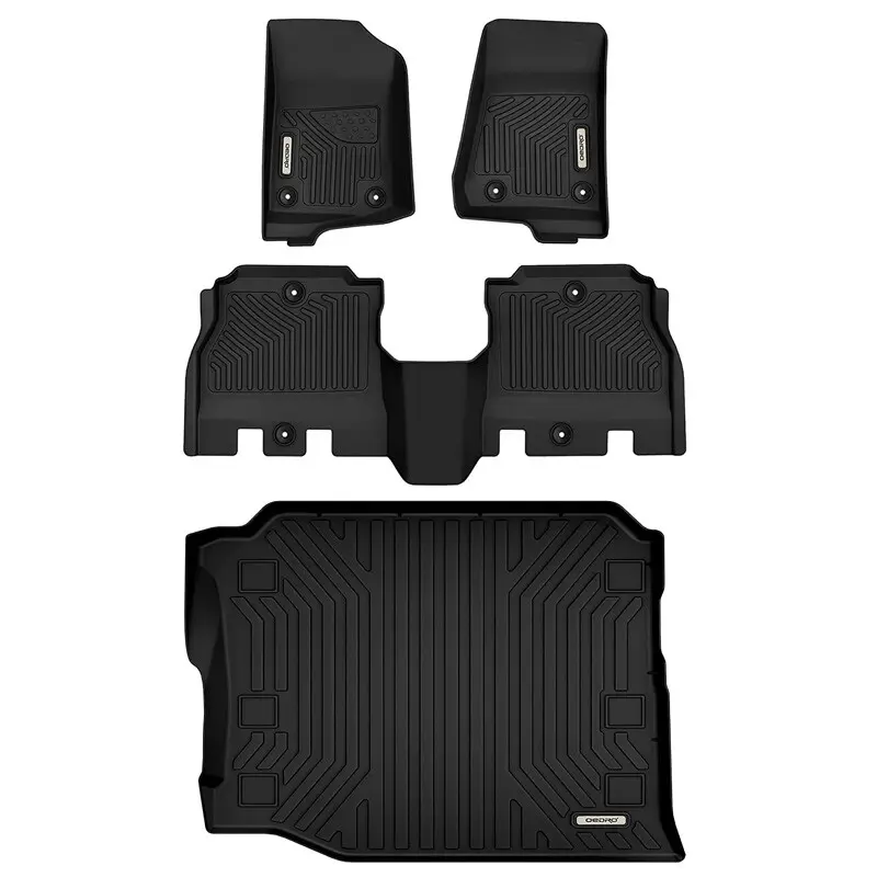 YITAMOTOR Black TPE All-Weather Floor Mats for 2018-2025 Jeep Wrangler JL Unlimited 4-Door with 1st 2nd Row & Rear Cargo Liner