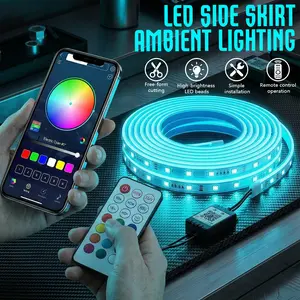 2-in-1 RGB LED Car Ambient Light Strip | Flexible Streamer Underglow & Hood Light | App & Remote Control Multi-Color Atmosphere Lamp | Waterproof DRL Chasing Strip rock lights truck stuff Fuse Assortment Kit with Puller