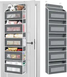 5 Tier Hanging Door Storage Shelf Includes 5 Shelves & 5 Side Mesh Pockets Multi-Compartment Design Holds Up to 44 lbs (Approx. 20 kg), Perfect For Bathrooms, Bedrooms, Nursery & Kitchens