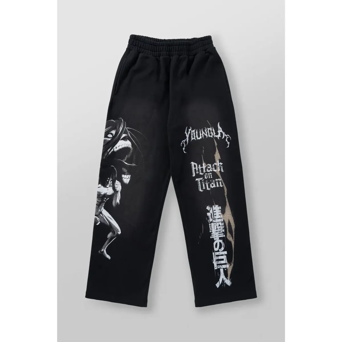 Men’s Yla Hip Hop Sweatpants Black Graphic Print Loose Casual Streetwear Pants