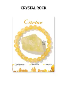 Natural Citrine Stone Beaded Bracelet, Fashionable Elastic Bracelet for Women & Men, Trendy All-match & Exquisite Jewelry for Birthday Gift