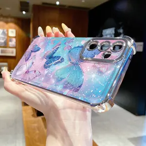 for Compatiable with Samsung Galaxy A15 A05 A35 A55 A14 A34 A33 A53 A73 A32 A56 A36 A06 A16 Luxury Butterfly Clear Plating Transparent Shockproof Protective Case Anti Drop Cover