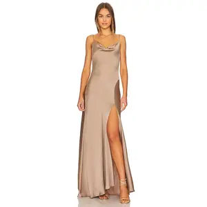 JONATHAN SIMKHAI Finley Satin Gown in Nutmeg