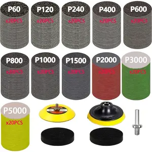 225 Piece Car Surface Grinding Kit, Abrasive Accessories, 3 Inch 80-5000 Grit Silicon Carbide Sandpaper, Ideal for Woodworking, Metal, Auto Polishing, DIY Projects