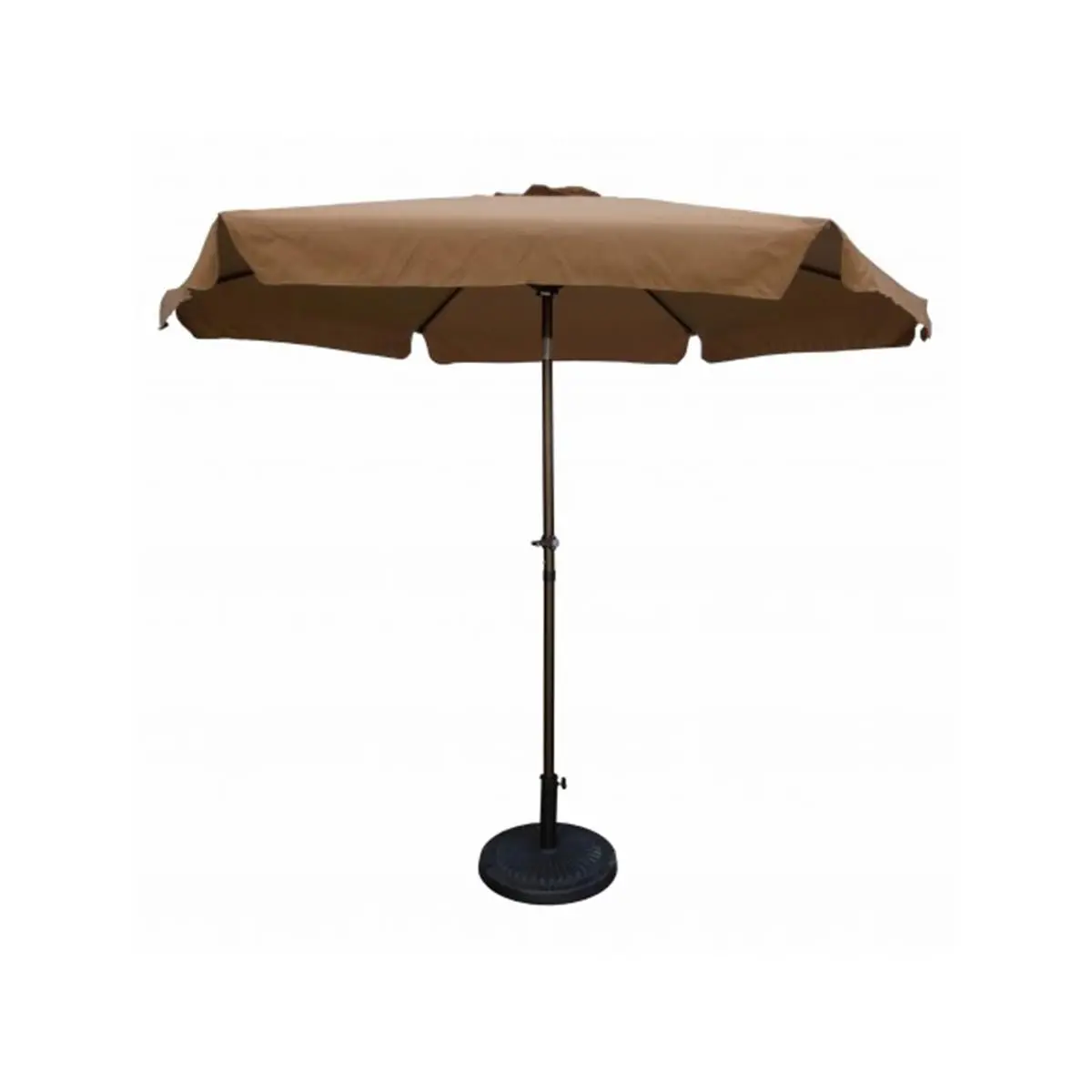 212 MAIN 9 ft. Large Outdoor Aluminum Frame Umbrella - Chocolate & Coffee Polyester Canopy, Adjustable Tilt, UV Resistant, Hand Crank Operation, Protective Sun-Proof Umbrella with Flaps, Adjustable Tilt Canopy, Aluminum Frame Canopy