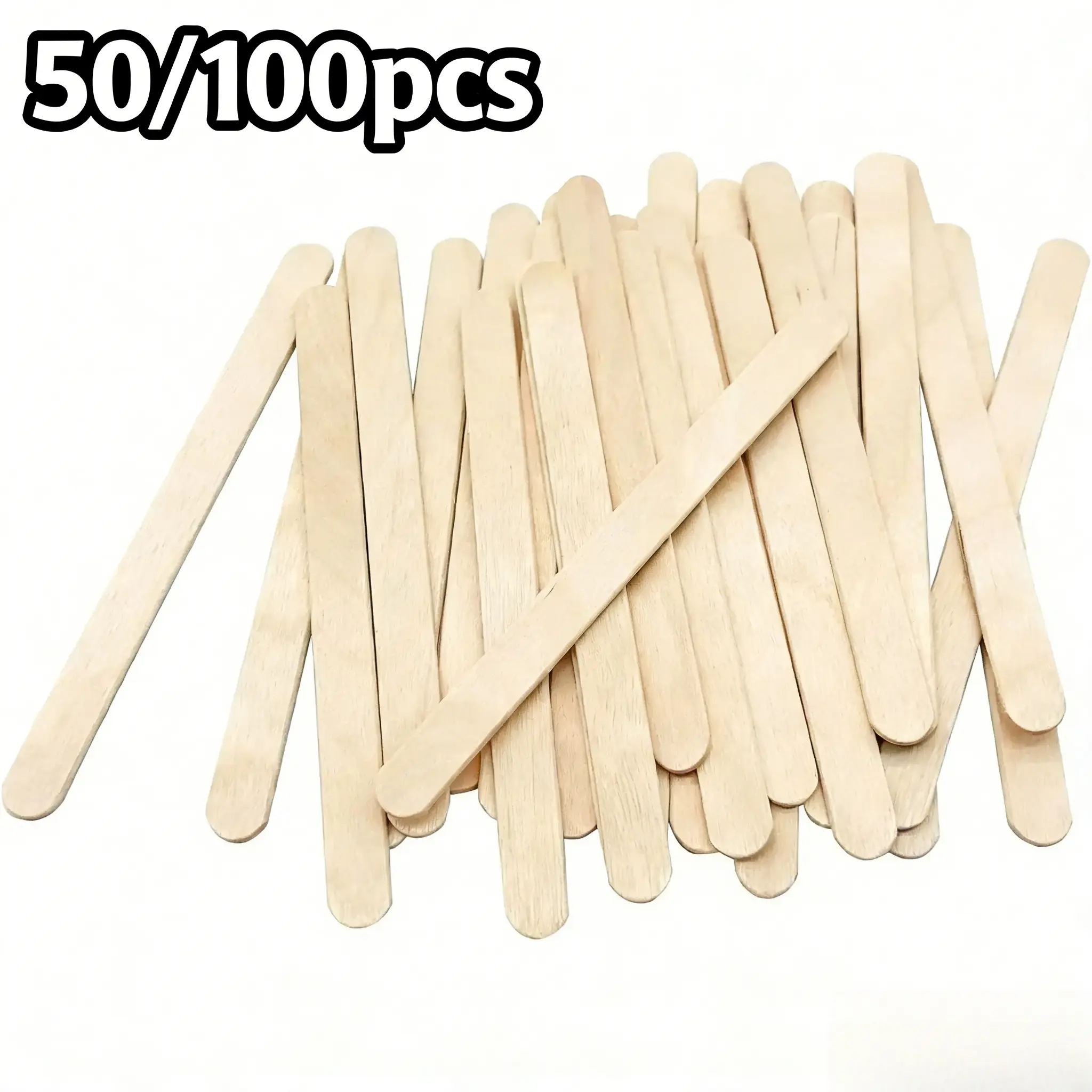 50/100Pcs Wooden Craft Sticks, Ice Cream Sticks Natural Wood Popsicle Craft Sticks, 11.4cm Length Treat Sticks Ice Pop Sticks for DIY