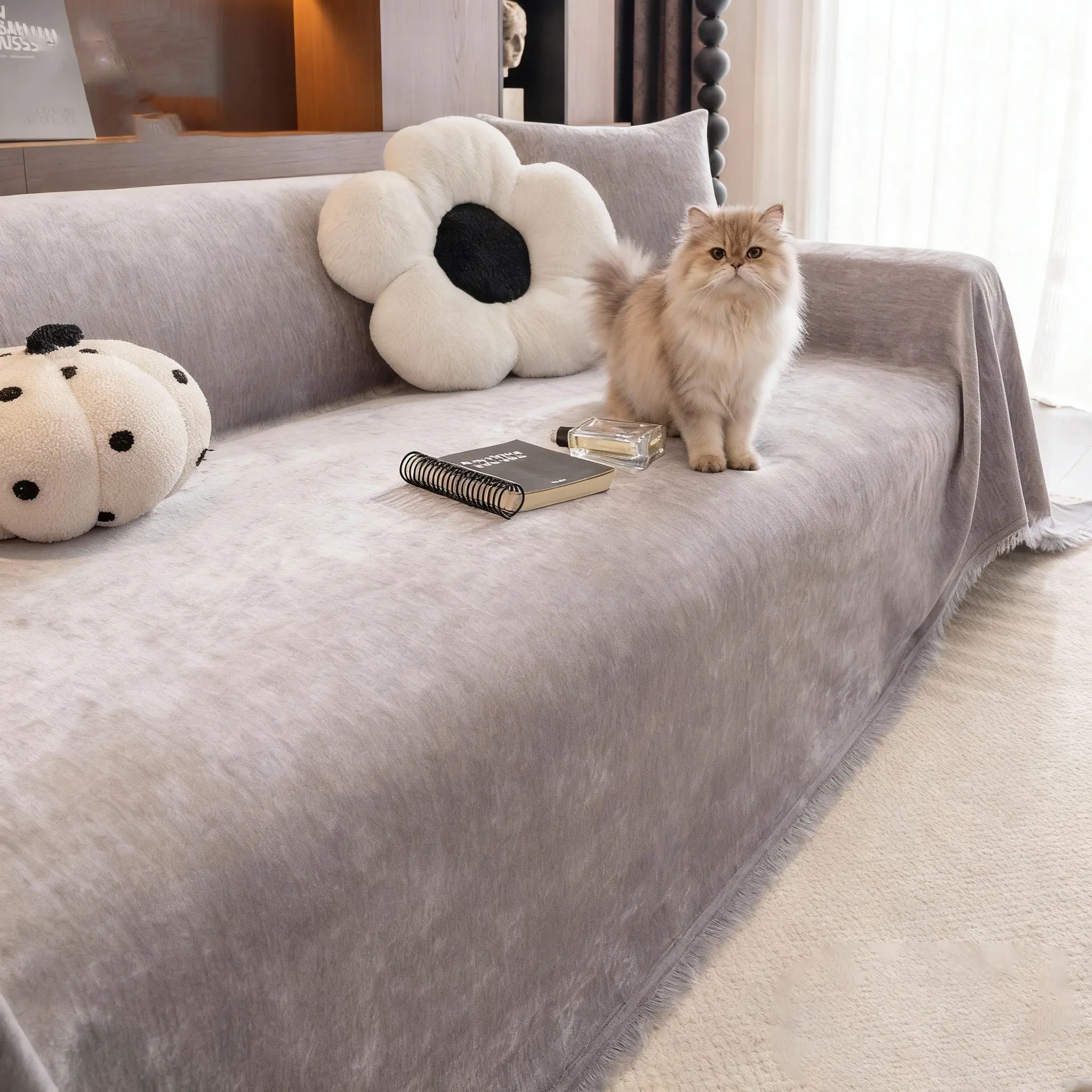 1 Piece Retro Country Style Chenille Sofa Cover, Couch Covers For Sofa, Couch Slipcover, Soft Anti-Slip Pad, Cat-Scratch & Stain-Proof, Multi-Color Multi-Size Throw, Living Room Bedroom Office, Pet-Friendly 4-Season Sofa Couch Covers