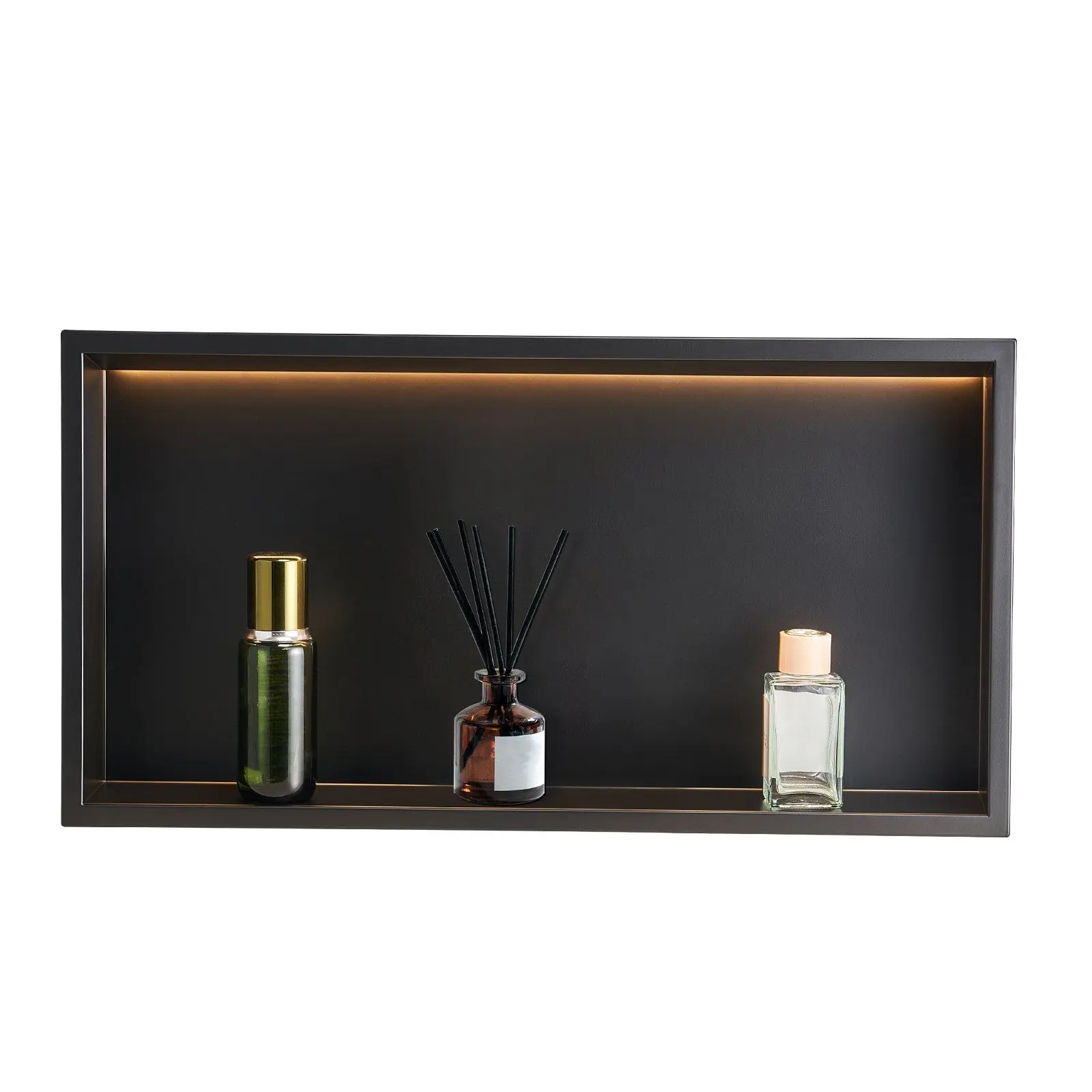 VEVOR 13x25x4 in Metal Recessed Shelf, LED Strip Shower Niche, Waterproof, 100% Sealed, Deformation-Resistant, Smooth Water Flow, 92° Inner Corner Design, Easy-to-Clean for Bathroom Use & Kitchens, 13'X25'x4", No Additional Building Space