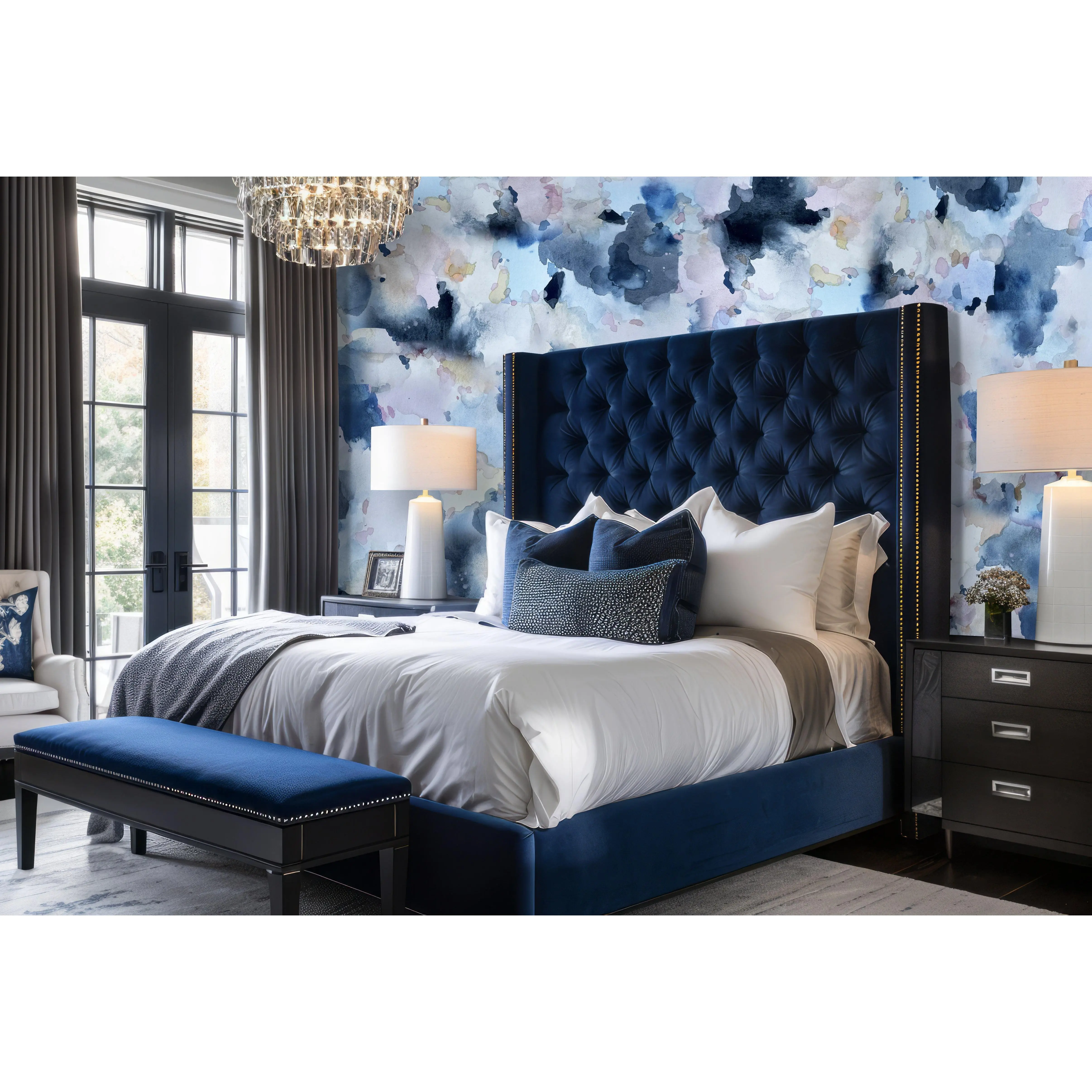 Custom "Airy" Vivian Ferne Wallpaper Wall Mural 141" wide x 133" tall on left side and 62" wide x 27" on right side from top-down Prepasted