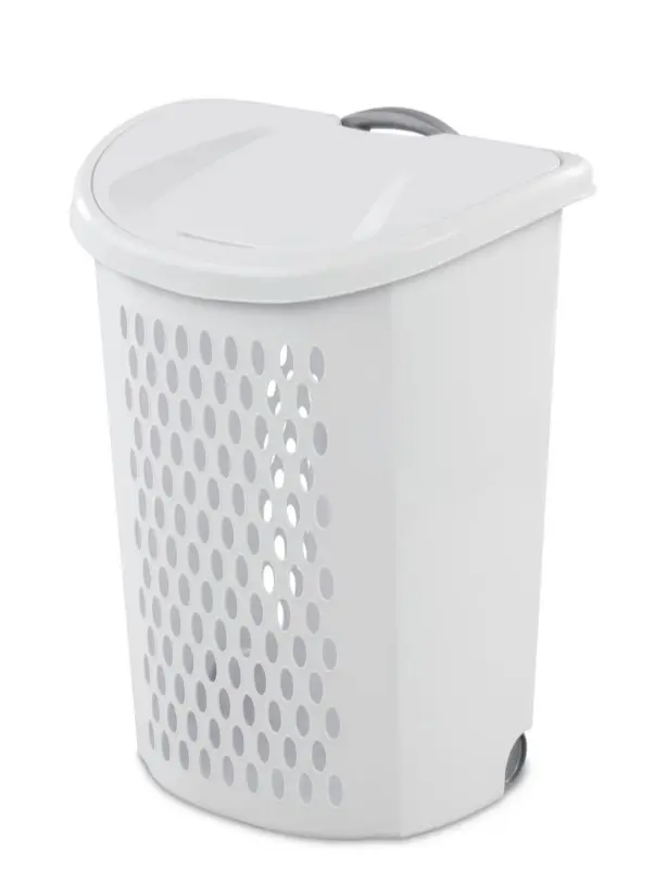Sterilite Ultra Wheeled Hamper, Plastic Laundry Hamper with Handle and Wheels for Easy Transport, White