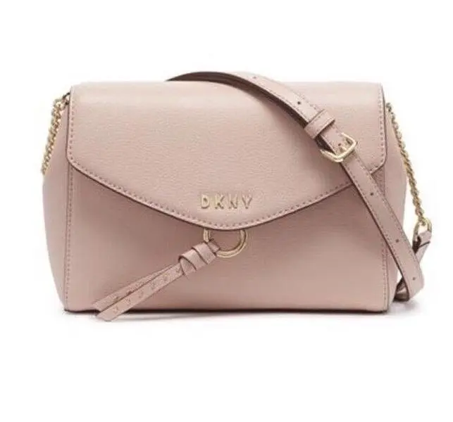 DKNY Lola Flap Leather Crossbody Cashmere (Soft Pink)
