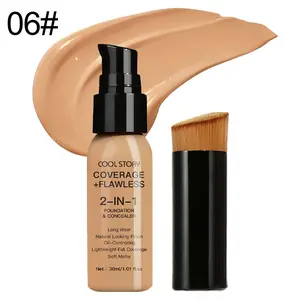 2-Piece Foundation & Concealer Set with Brushes, Long-Lasting Coverage, Conceals Imperfections, Suitable for Dry Oily Sensitive Skin, Party Makeup