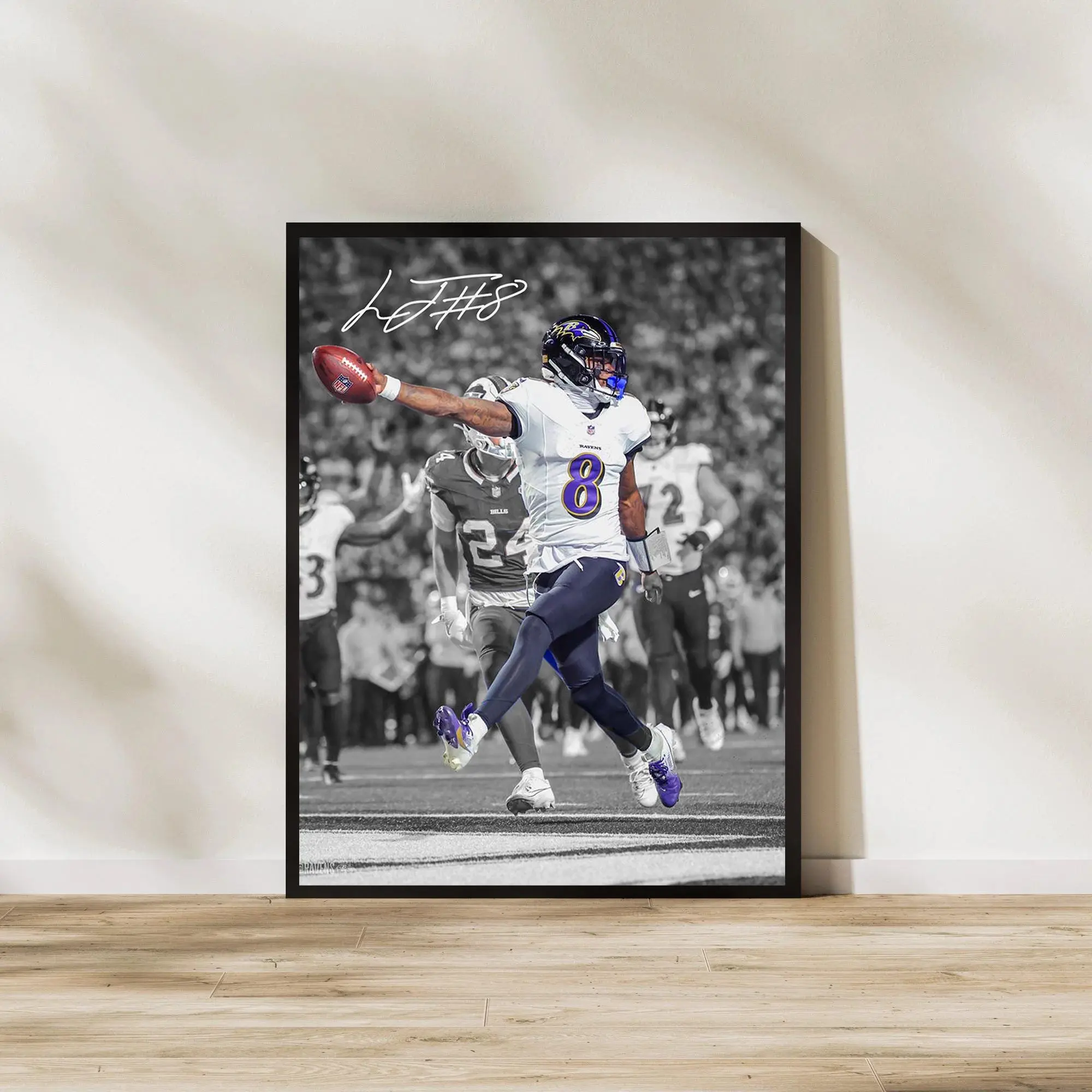 Lamar Jackson Poster Baltimore Ravens  Poster, Football Wall Decor Sports Fan Gift, for Sports Fans & Home Office Display, Poster Football Gifts - Unframed
