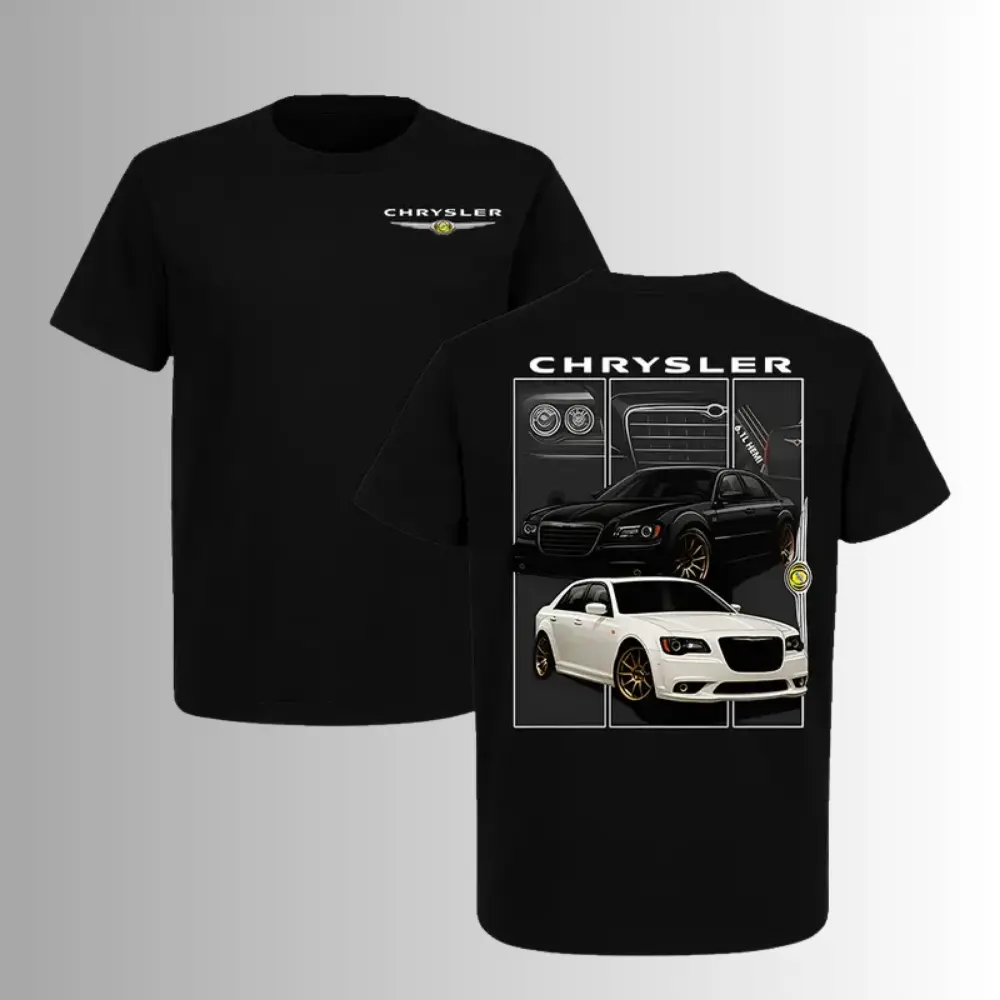 Chrysler 300C 6.1L Hemi V8 T Shirt, 2 Sides, Chrysler srt8 Lowered Stance Graphic Tee