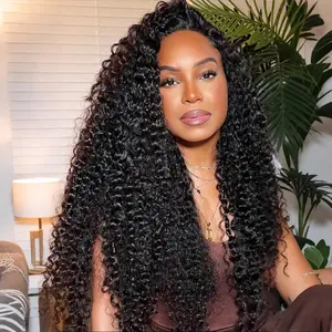 VOSILK Half Wig Synthetic Hair 180 Density Water Wave Wear Go Glueless Wigs Synthetic Hair with Drawstring 3 In 1 Half Wigs for Women Invisible Hairline Beginner Friendly