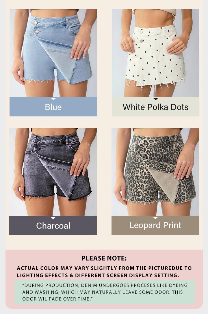 Katch Me Chic Women's Leisure Layered High Waist Raw Hemline Durable Denim Skorts, Casual Stretchy Soft Streetwear, Figure Flattering Bottom, Summer Wrinkle-Resistant Shorts